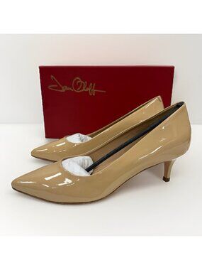 Joan Oloff Callie Pointed Toe Heels Size 8 In New Nude Patent Leather Orthopedic